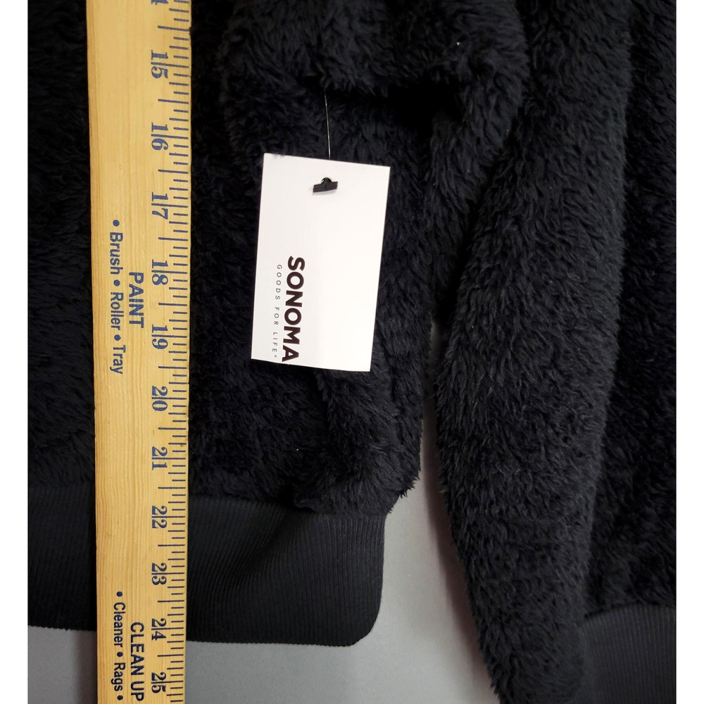 Sonoma Ivory Sherpa Cozy Soft Sweater Womens XXL Faux Fur Fleece Black New - Picture 7 of 12